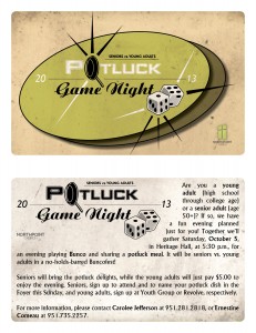 Seniors and Young Adults Potluck and Game Night